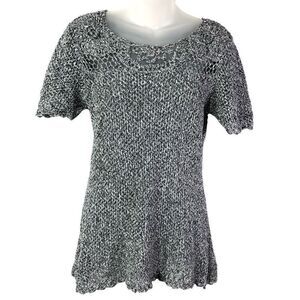 Denim+Company Women's Crochet Open Knit Gray Top medium